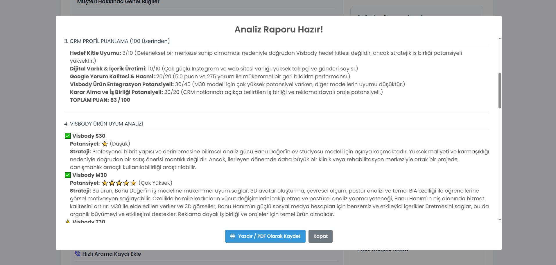 Yapay Zeka Analiz Raporu